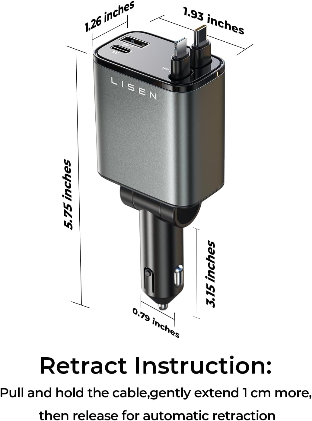 Ultimate Retractable Car Charger - 84W Fast Charge USB-C, Perfect Mother’s Day Gift 2026 for Him & Her, Travel Essential for iPhone 17/16/15/14/13!