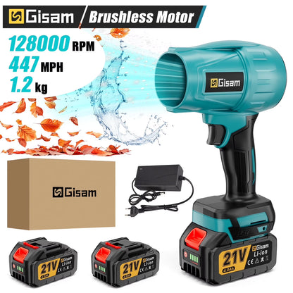 Electric Cordless Leaf Blower,128000Rpm 447MPH Handheld Leaf Blower with 2 X 4.0Ah Batteries for Patio Cleaning, Lawn Care, Blowing Leaves and Dust