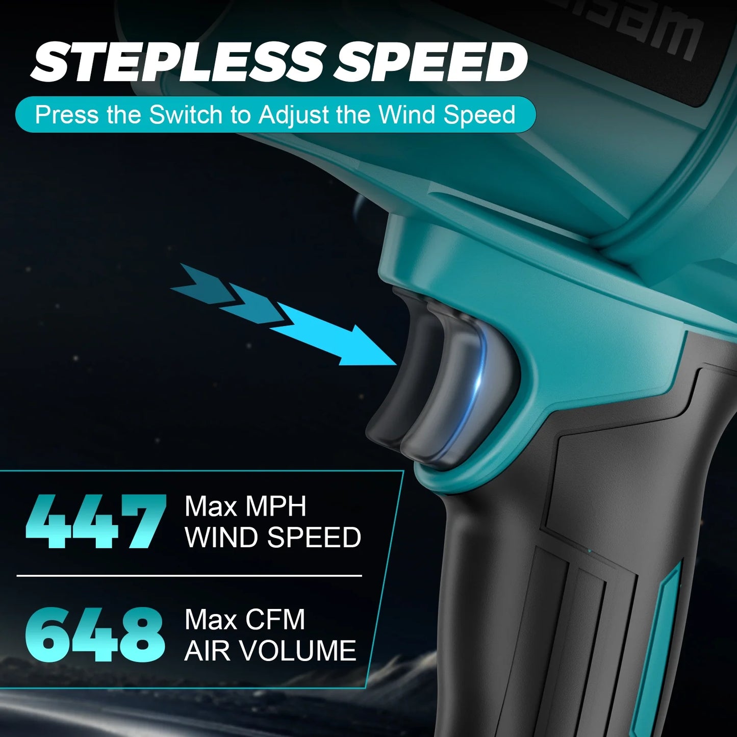 Electric Cordless Leaf Blower,128000Rpm 447MPH Handheld Leaf Blower with 2 X 4.0Ah Batteries for Patio Cleaning, Lawn Care, Blowing Leaves and Dust