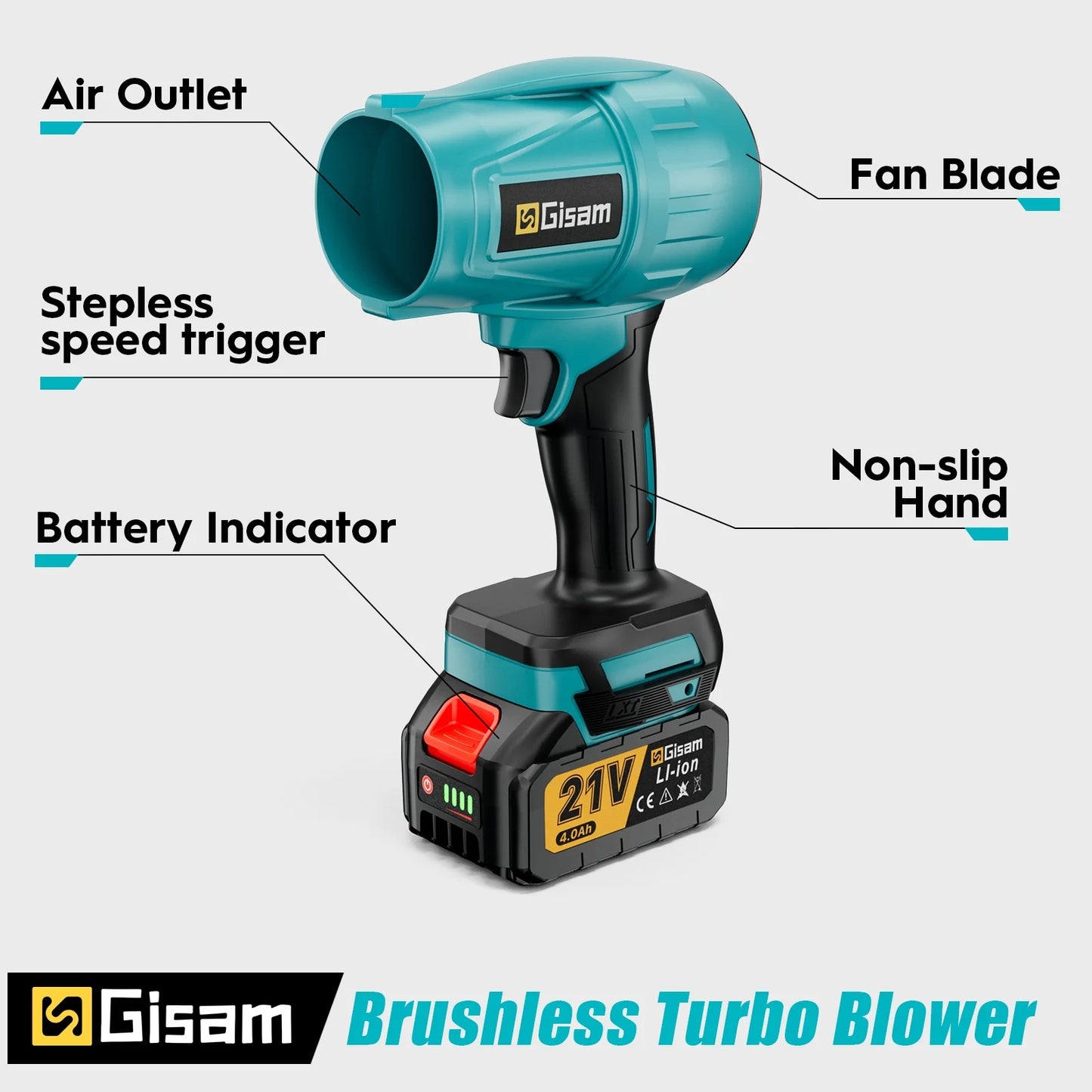 Electric Cordless Leaf Blower,128000Rpm 447MPH Handheld Leaf Blower with 2 X 4.0Ah Batteries for Patio Cleaning, Lawn Care, Blowing Leaves and Dust