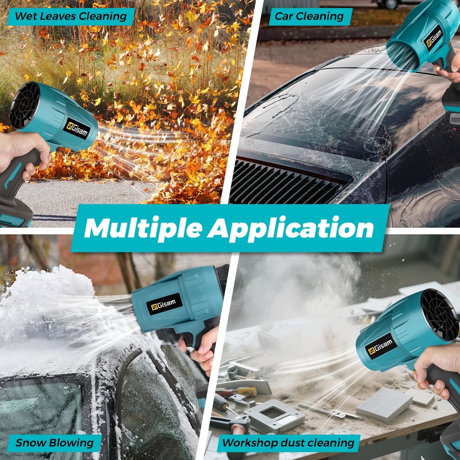 Electric Cordless Leaf Blower,128000Rpm 447MPH Handheld Leaf Blower with 2 X 4.0Ah Batteries for Patio Cleaning, Lawn Care, Blowing Leaves and Dust